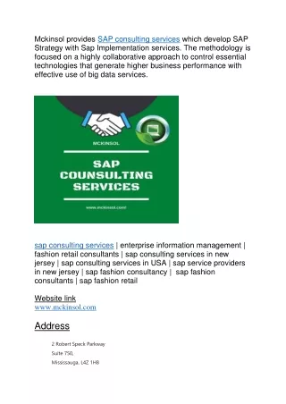 mckinsol provides sap consulting services which