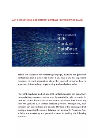 A Relevant and Structured form of B2B Contact Database