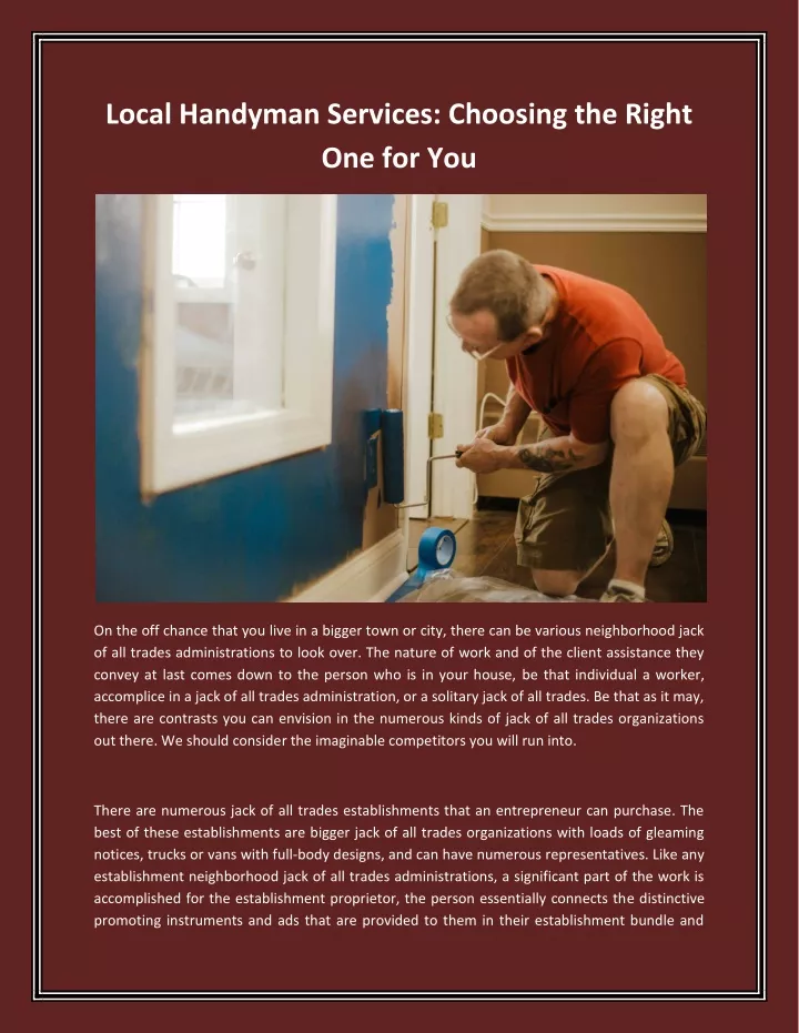 local handyman services choosing the right