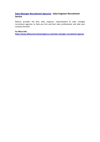 sales manager recruitment agencies sales engineer