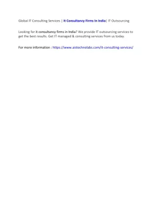 global it consulting services it consultancy