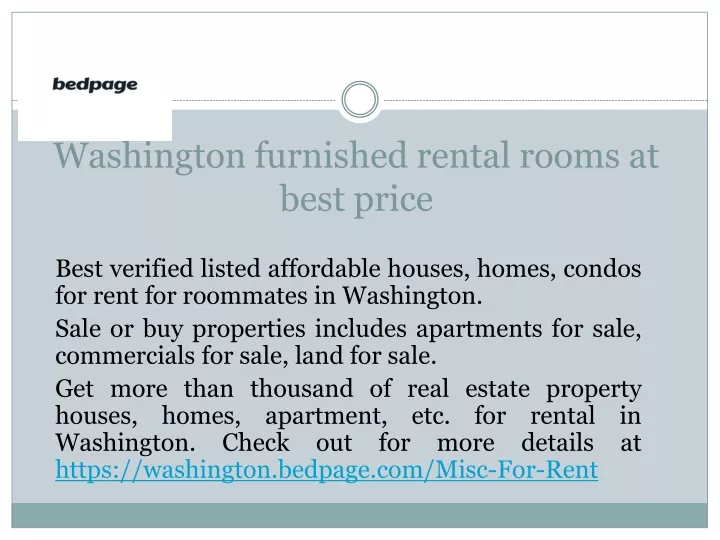 washington furnished rental rooms at best price