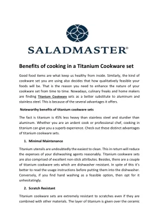 benefits of cooking in a titanium cookware set