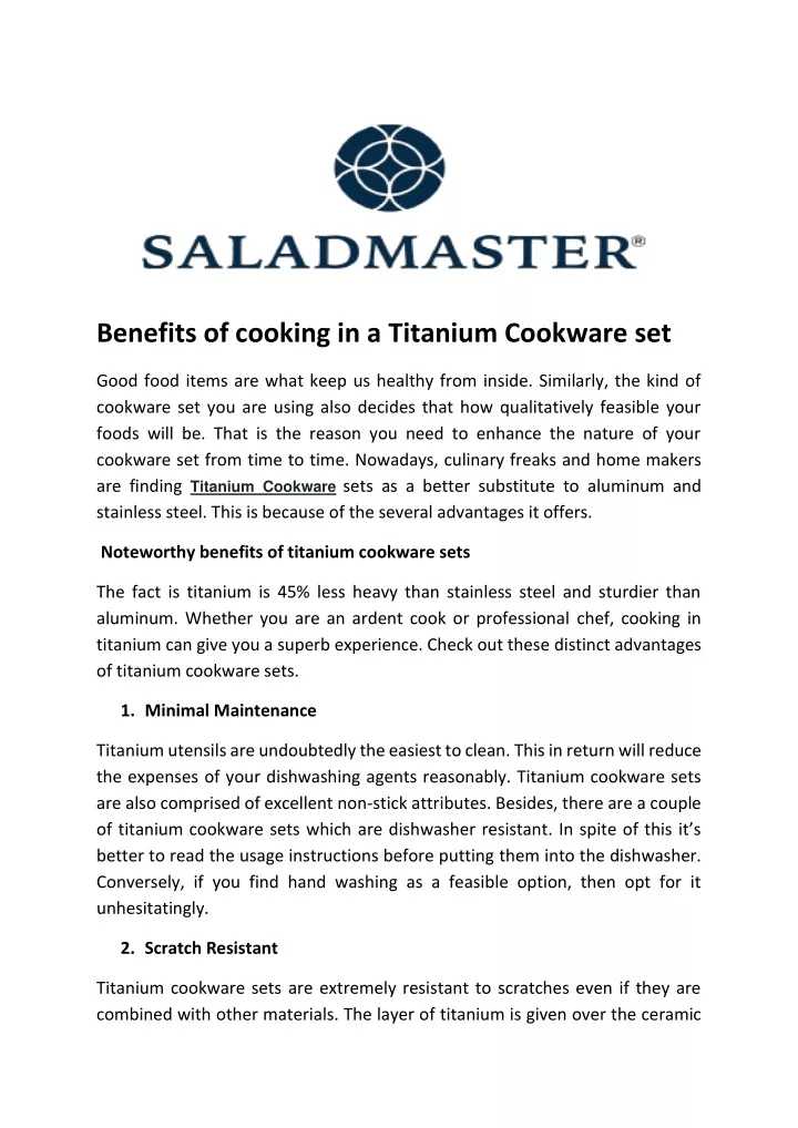 benefits of cooking in a titanium cookware set