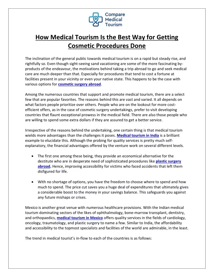 how medical tourism is the best way for getting