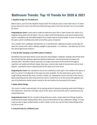 Bathroom Trends: Top 10 Trends for 2020 & 2021