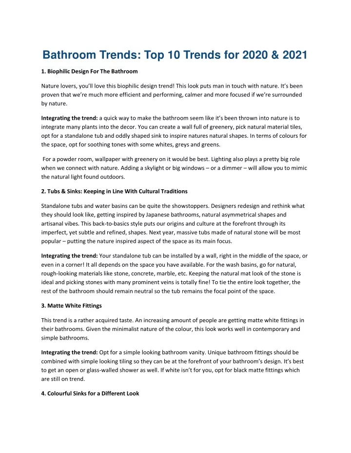 bathroom trends top 10 trends for 2020 2021