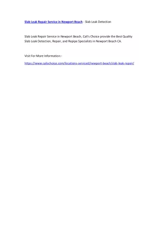 slab leak repair service in newport beach slab