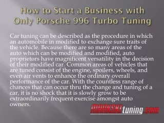 how to start a business with only porsche 996 turbo tuning