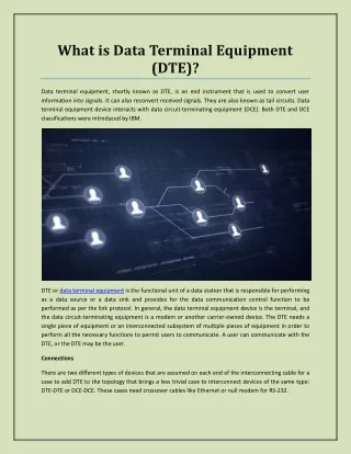 what is data terminal equipment dte