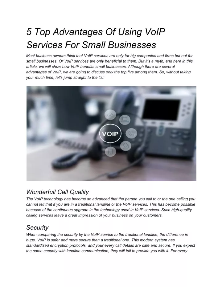 5 top advantages of using voip services for small