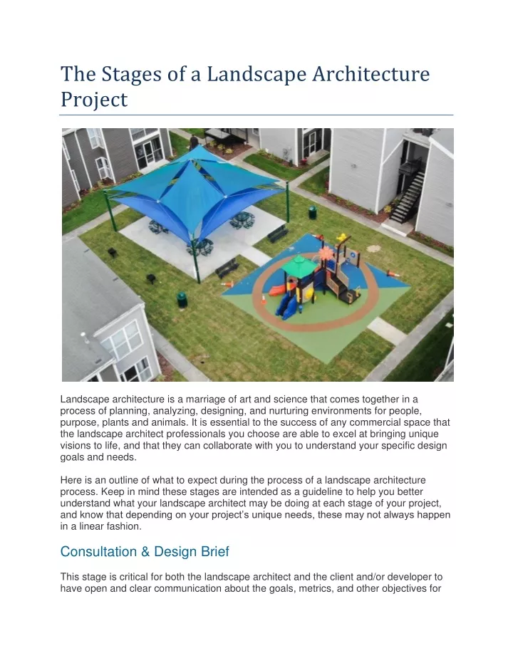 the stages of a landscape architecture project