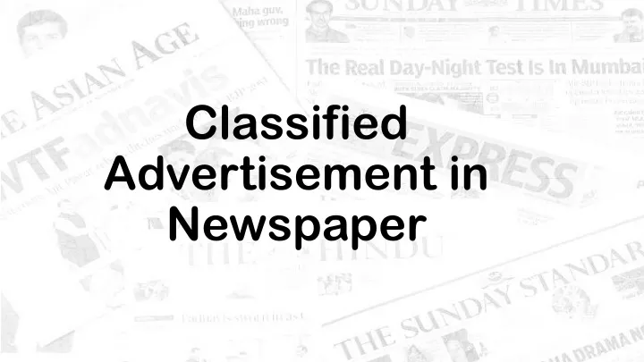 classified advertisement in newspaper