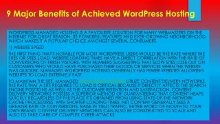 9 major benefits of achieved wordpress hosting