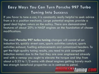 easy ways you can turn porsche 997 turbo tuning into success