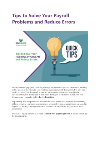 tips to solve your payroll problems and reduce