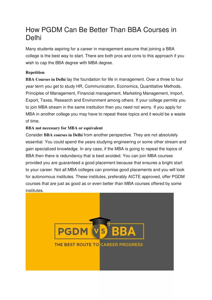 how pgdm can be better than bba courses in delhi