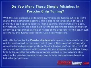 do you make these simple mistakes in porsche chip tuning