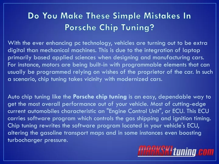 do you make these simple mistakes in porsche chip tuning