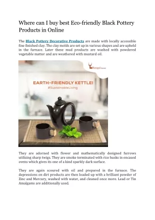 Where can I buy best Eco-friendly Black Pottery Products in Online