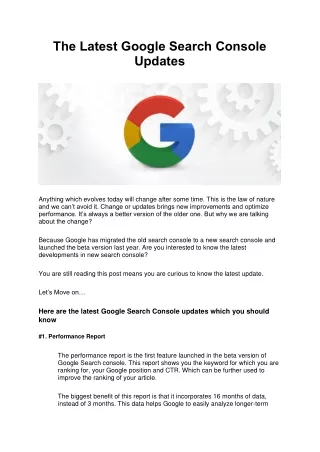 the latest google search console updates