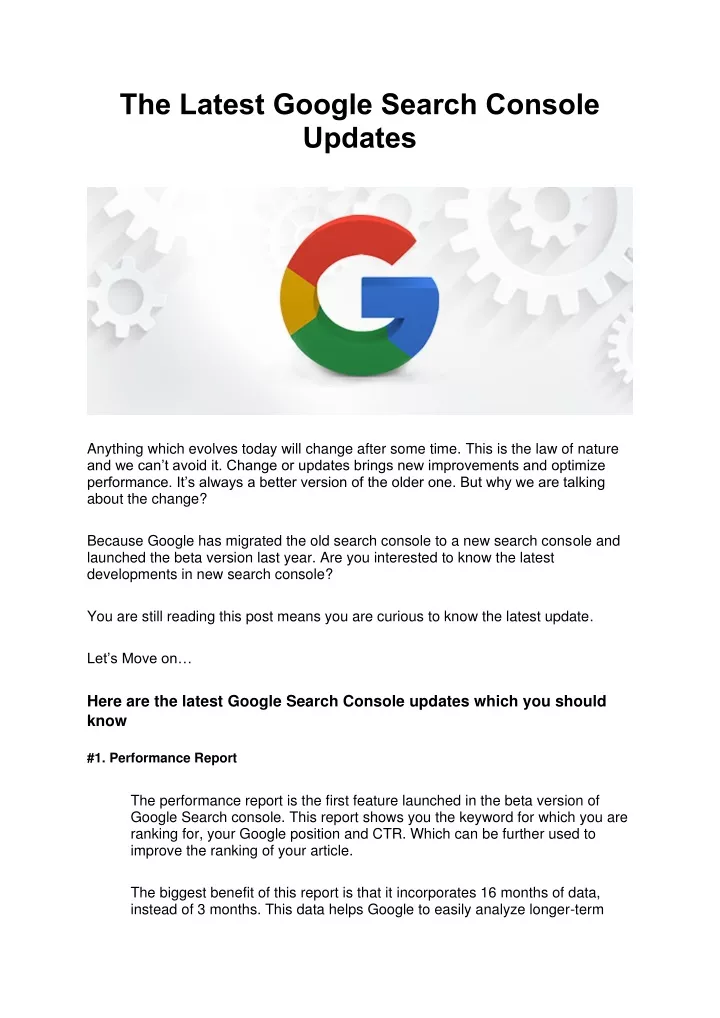 the latest google search console updates