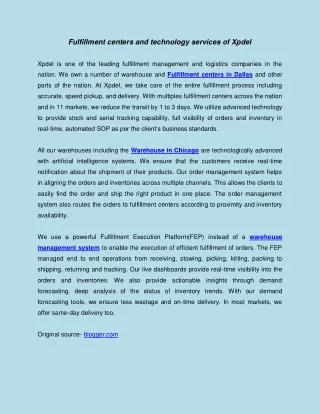 fulfillment centers and technology services