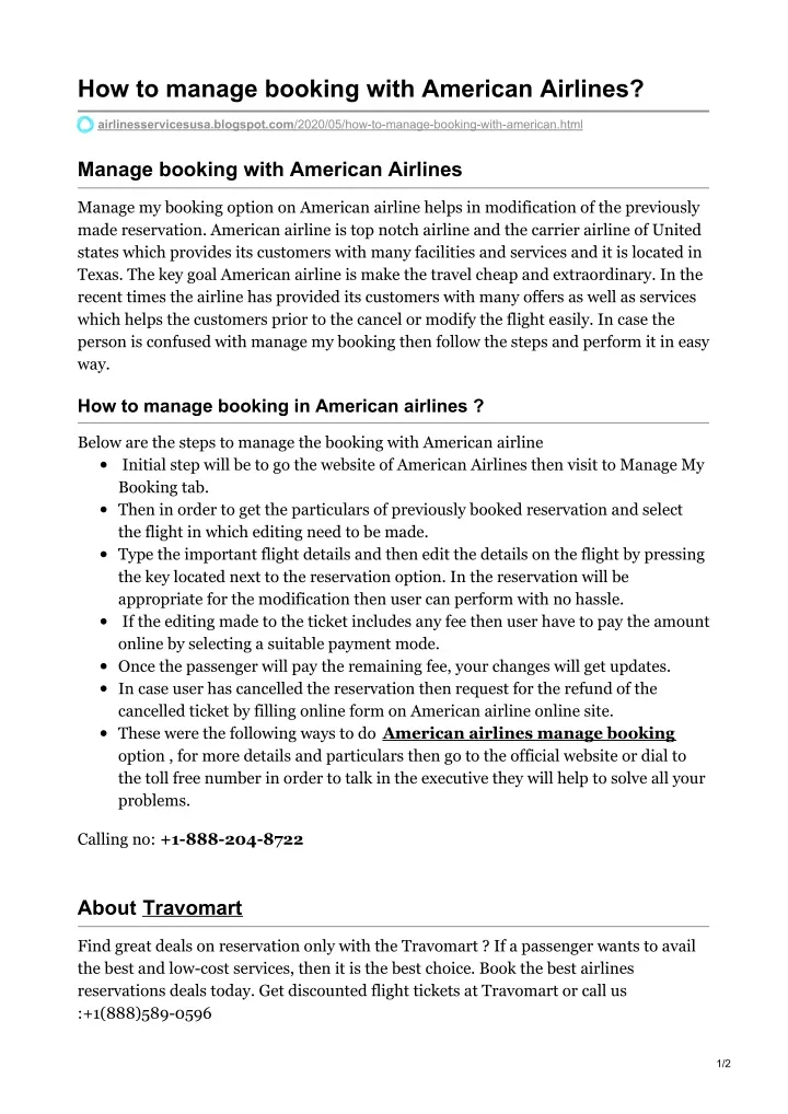 how to manage booking with american airlines