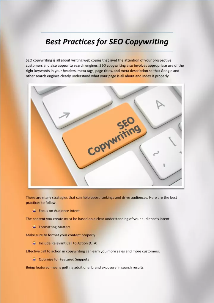 best practices for seo copywriting
