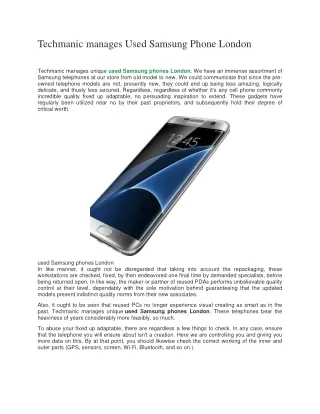 techmanic manages used samsung phone london