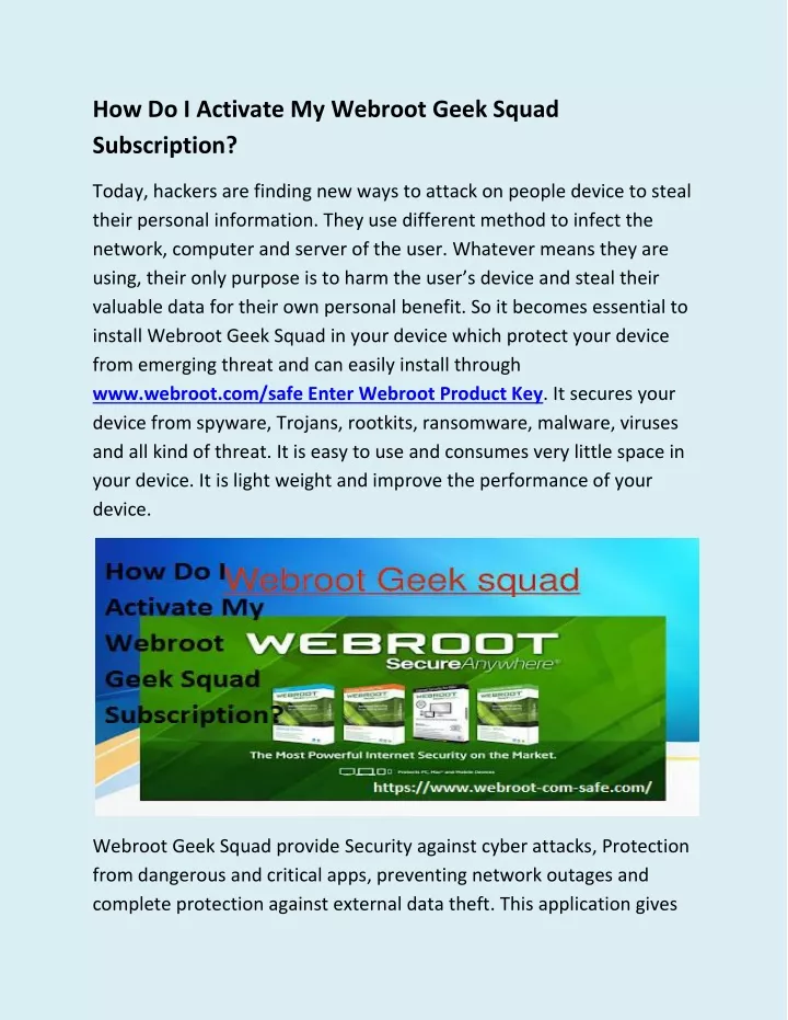 how do i activate my webroot geek squad