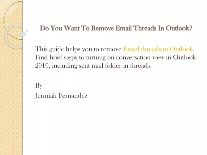 do you want to remove email threads in outlook