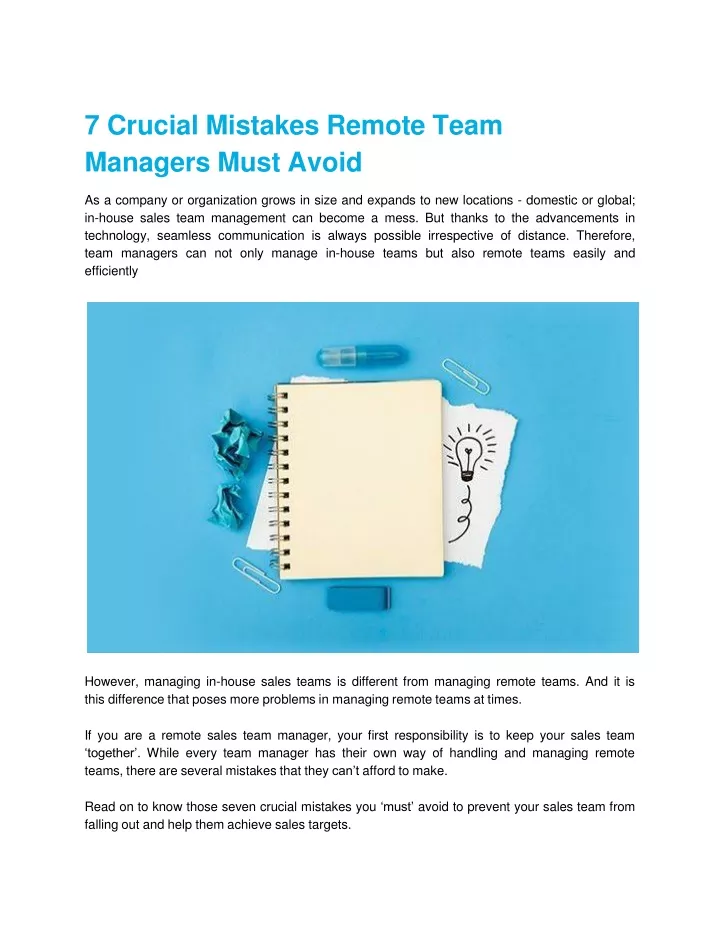 7 crucial mistakes remote team managers must avoid