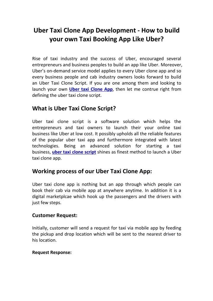 uber taxi clone app development how to build your