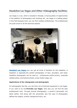 Headshot Las Vegas and Other Videography Facilities