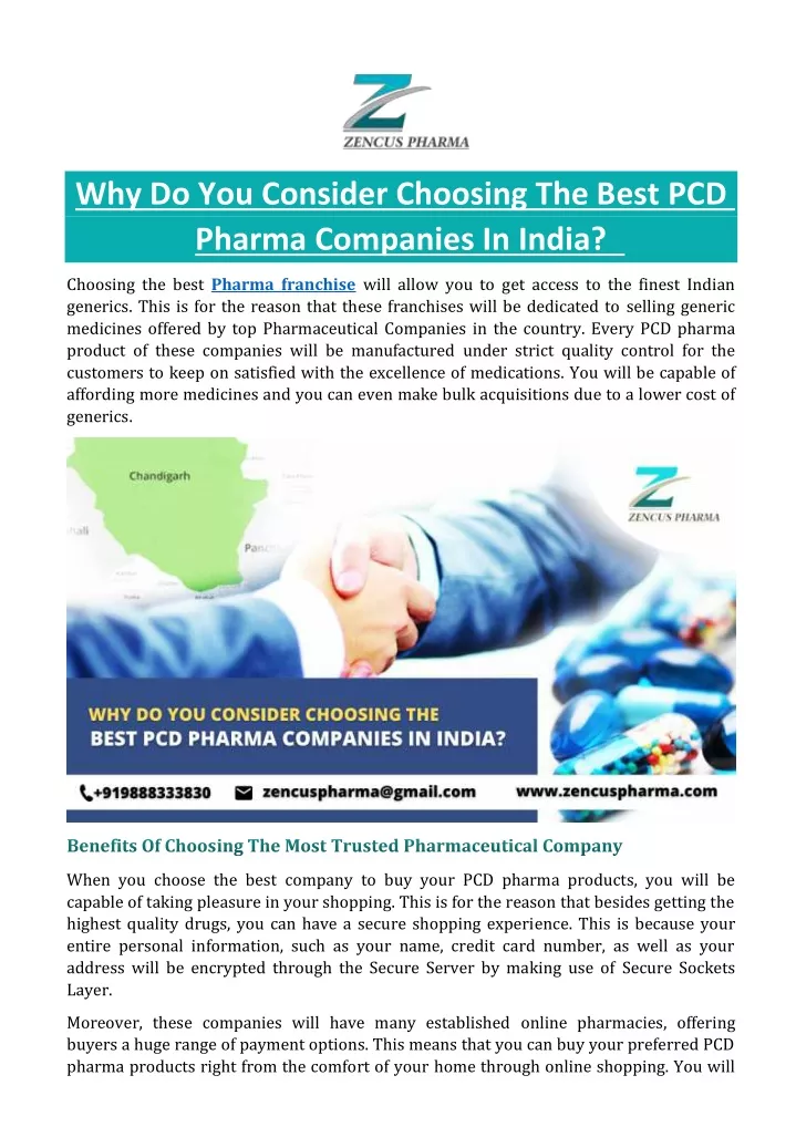 why do you consider choosing the best pcd pharma