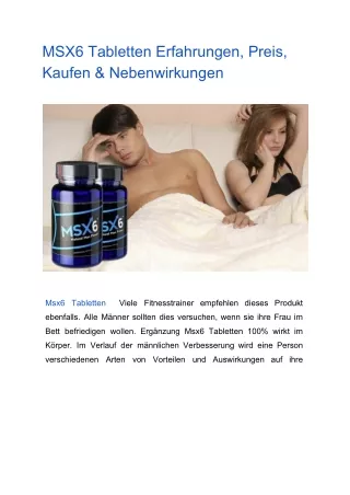 MSX6 Tabletten Erfahrungen, Preis, Kaufen & Nebenwirkungen