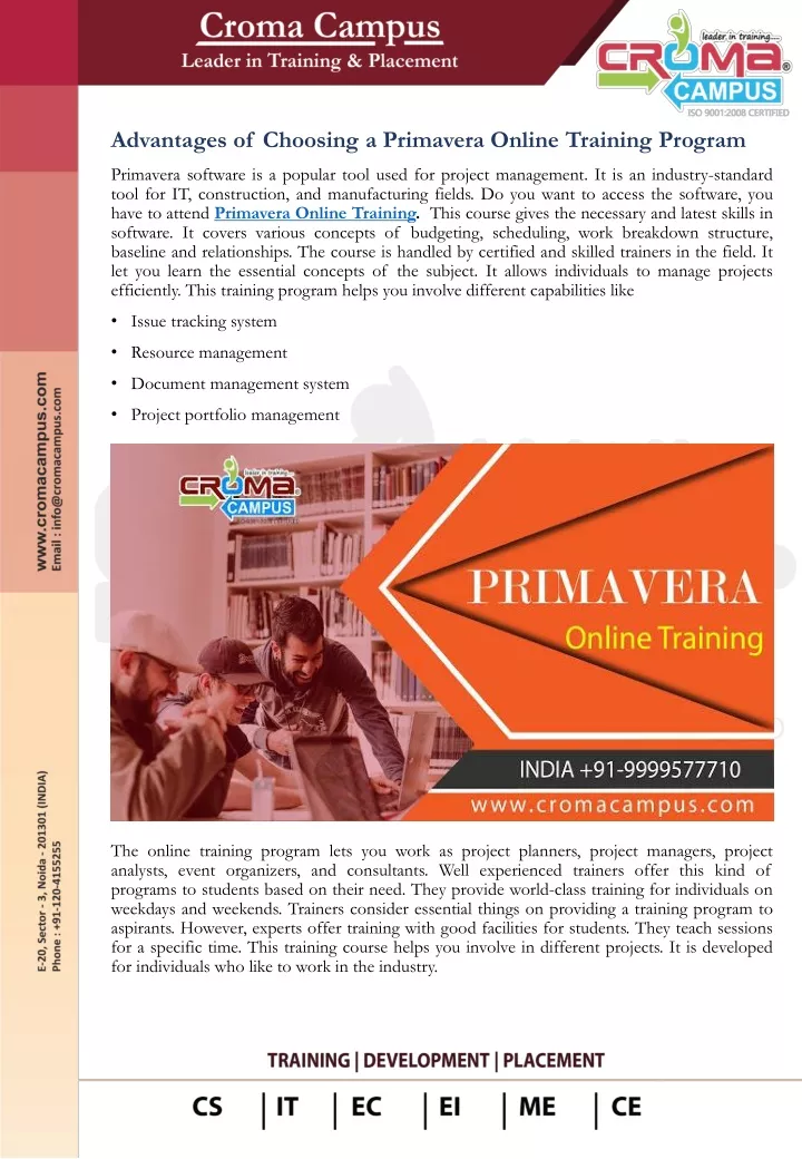 advantages of choosing a primavera online