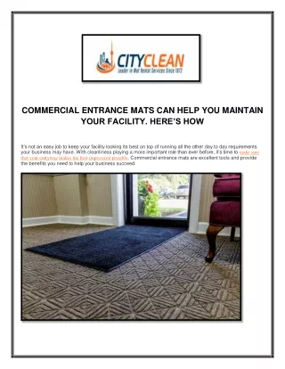 Entry Mats Cleaning Services | www.cityclean.ca
