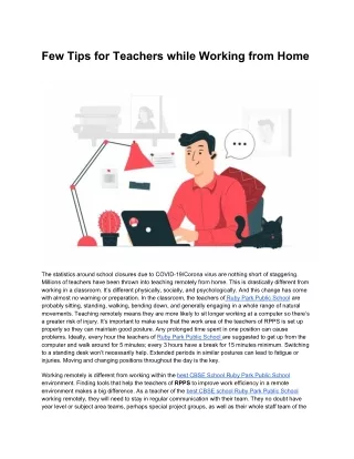 Few Tips for Teachers while Working from Home