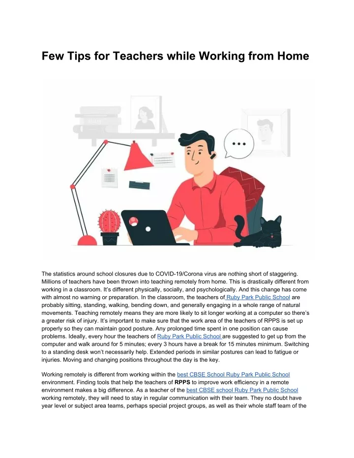 few tips for teachers while working from home