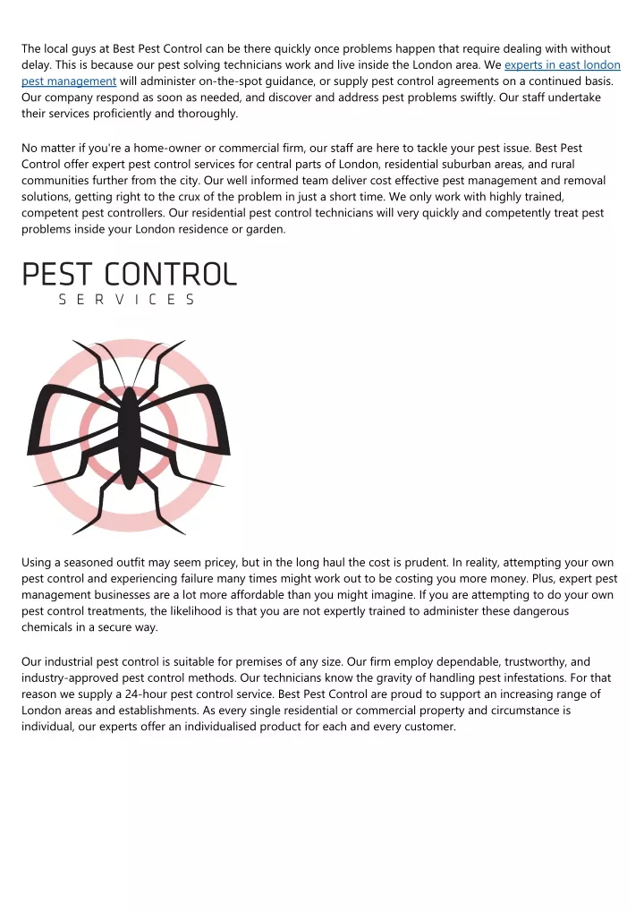 the local guys at best pest control can be there