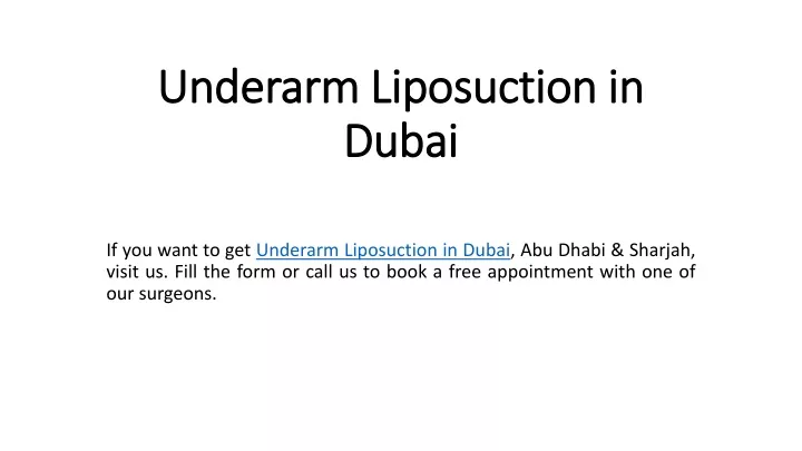 underarm liposuction in dubai