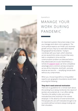 Manage Your Work During Pandemic