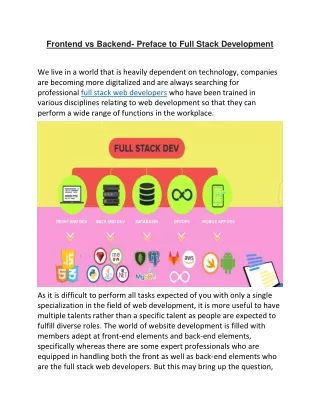 Frontend vs Backend- Preface to Full Stack Development