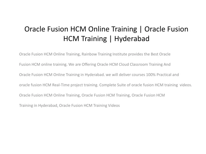 oracle fusion hcm online training oracle fusion hcm training hyderabad