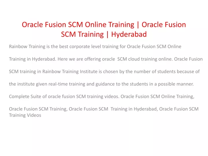 oracle fusion scm online training oracle fusion scm training hyderabad