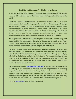 the global lead generation provider for a better