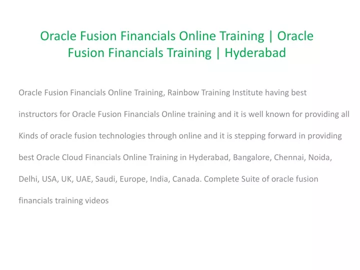 oracle fusion financials online training oracle fusion financials training hyderabad