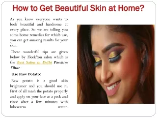 How to Get Beautiful Skin at Home? - Best Salon in Delhi